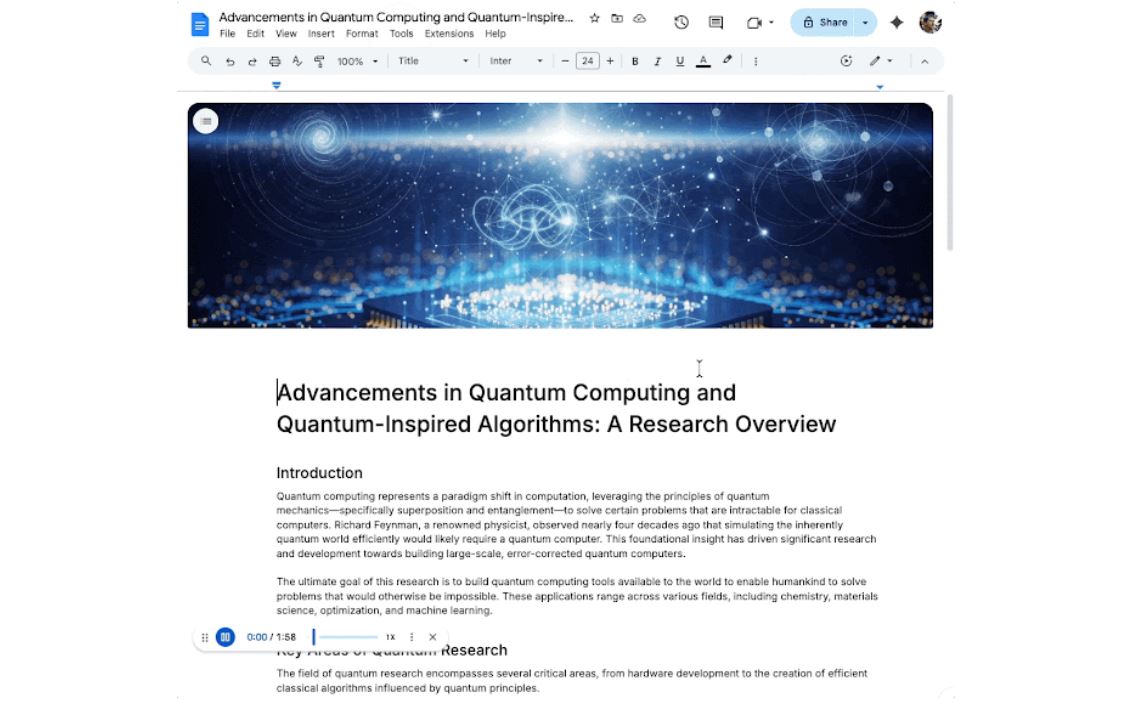 В Google Docs появились аудио-сводки с ИИ - 1