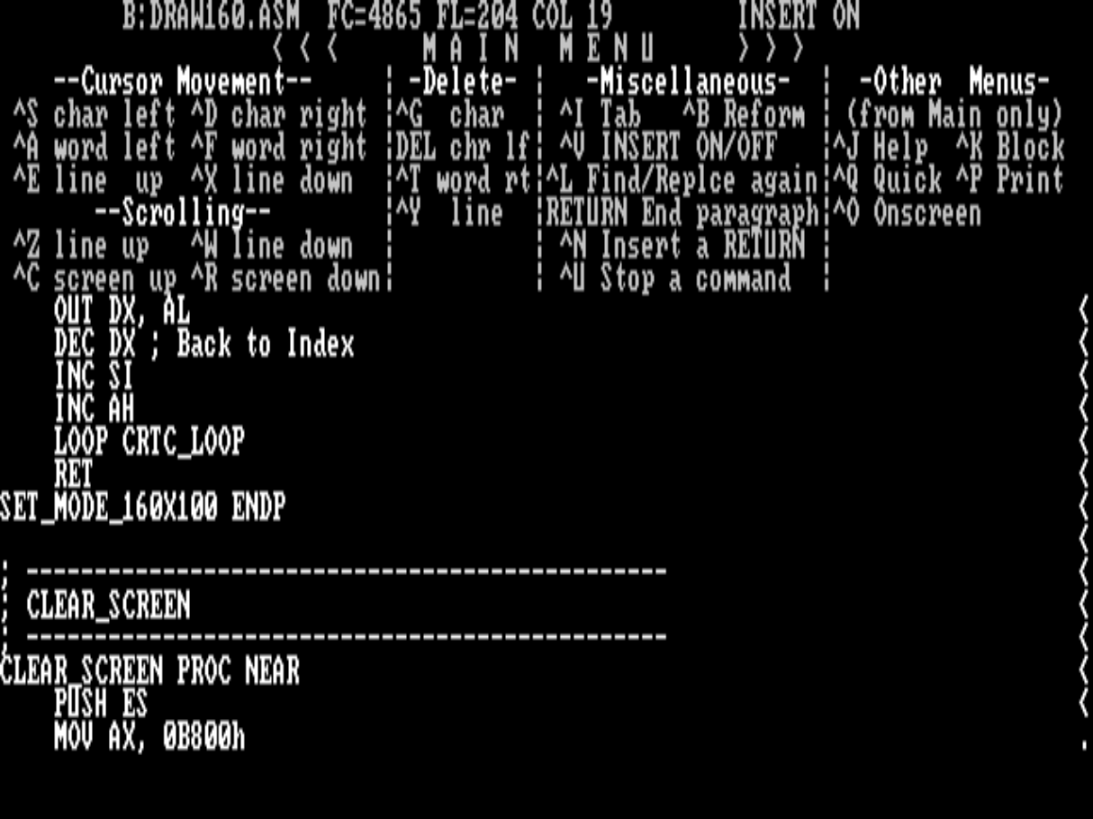 Пример работы в WordStar 3.20