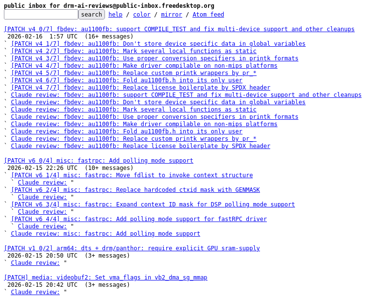 Тестируется ИИ-проект для рецензирования изменений в подсистеме DRM (Direct Rendering Manager) ядра Linux - 1