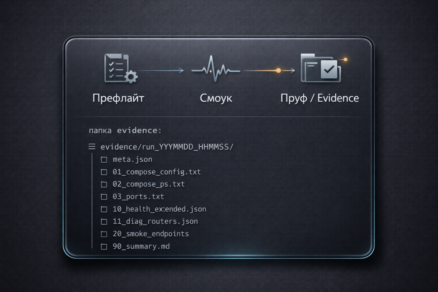  Одна папка evidence на каждый прогон — и контекст не исчезает через сутки.