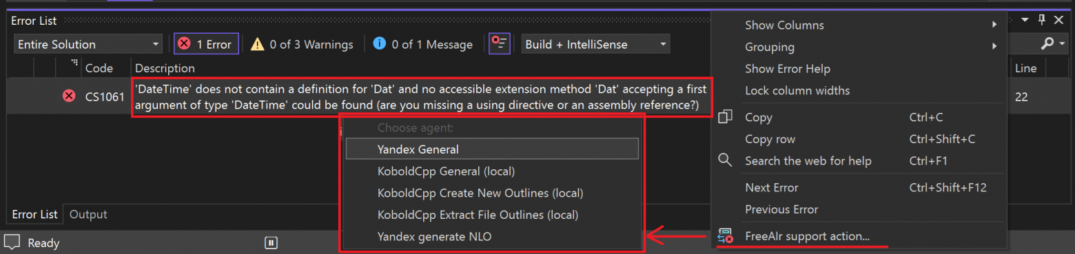 FreeAIr: доступ к локальной или корпоративной LLM из Visual Studio 2022-2026 - 4