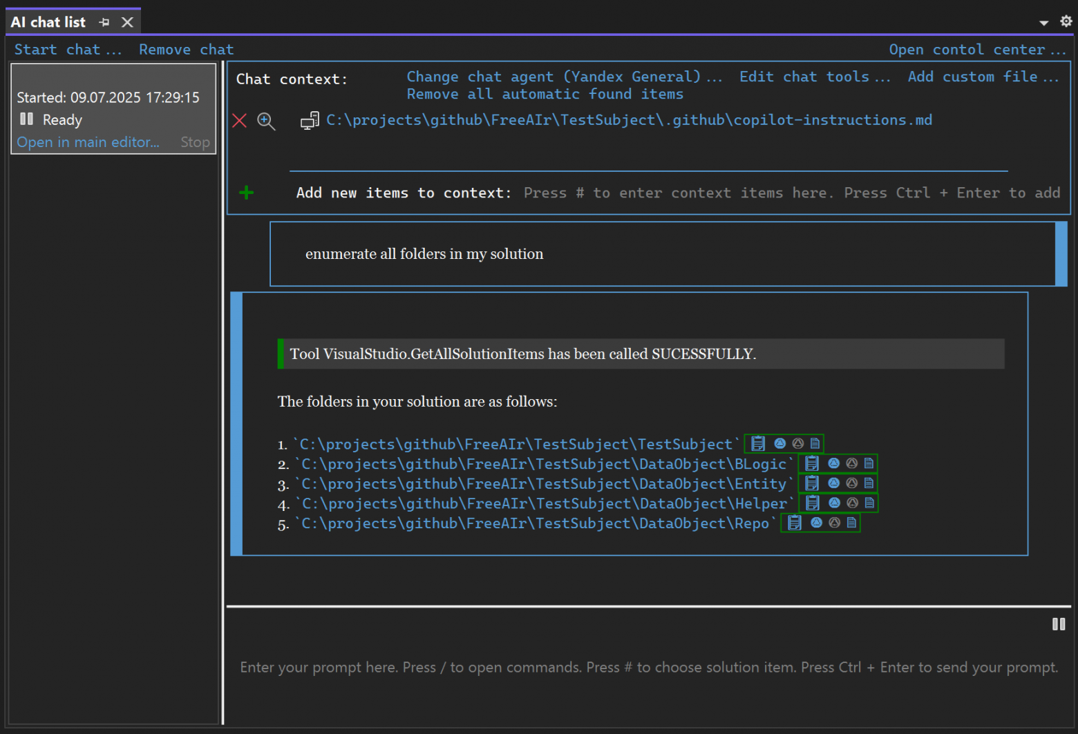 FreeAIr: доступ к локальной или корпоративной LLM из Visual Studio 2022-2026 - 5