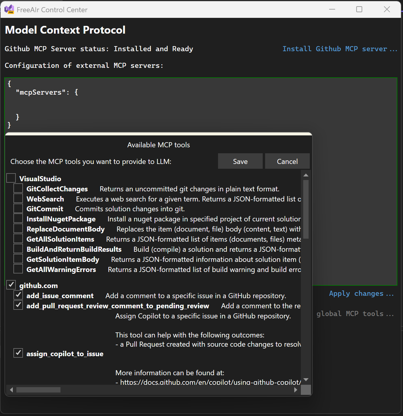 FreeAIr: доступ к локальной или корпоративной LLM из Visual Studio 2022-2026 - 6