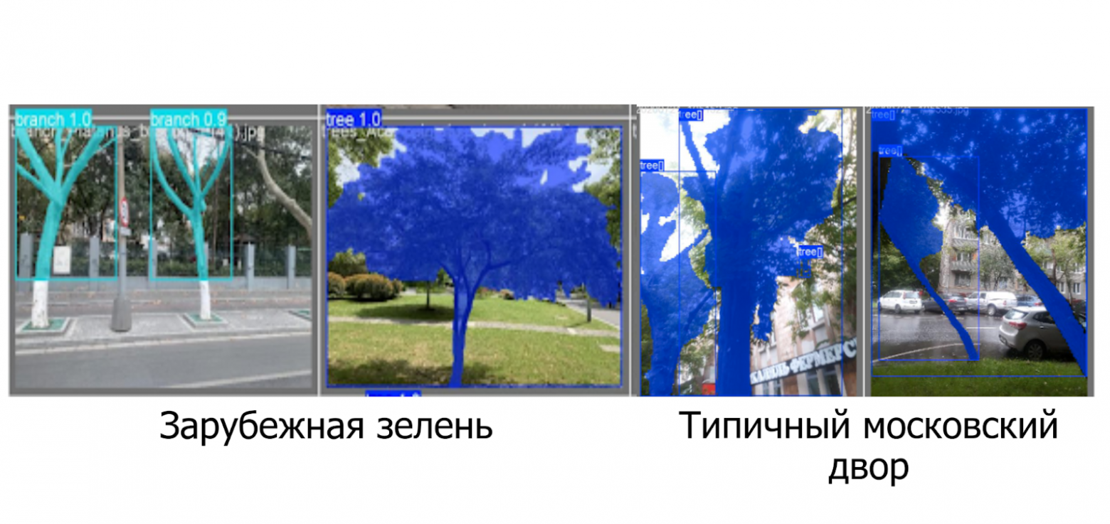 Рис 3. Результаты работы сетки на датасете обучения и на предоставленных данных (хотя на лесистой местности у сетки случался явный инсульт)