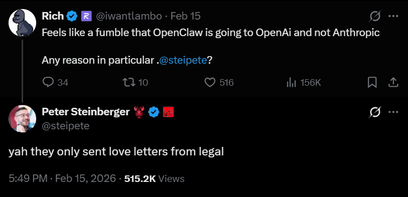 Meta тоже приглашала его на работу, а вот Anthropic слал только юридические претензии, вот так выбор и решился