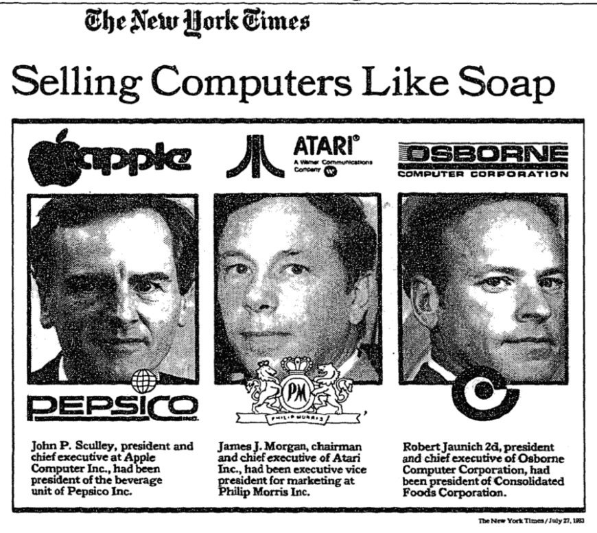 Громкие имена звучали в компьютерной индустрии в июле 1983 года: в Apple пришел Джон Скалли, в Atari - Джеймс Морган с опытом в табачной индустрии, а в OCC – Роберт Янович. Удивительно, но все трое провалились в следующие годы