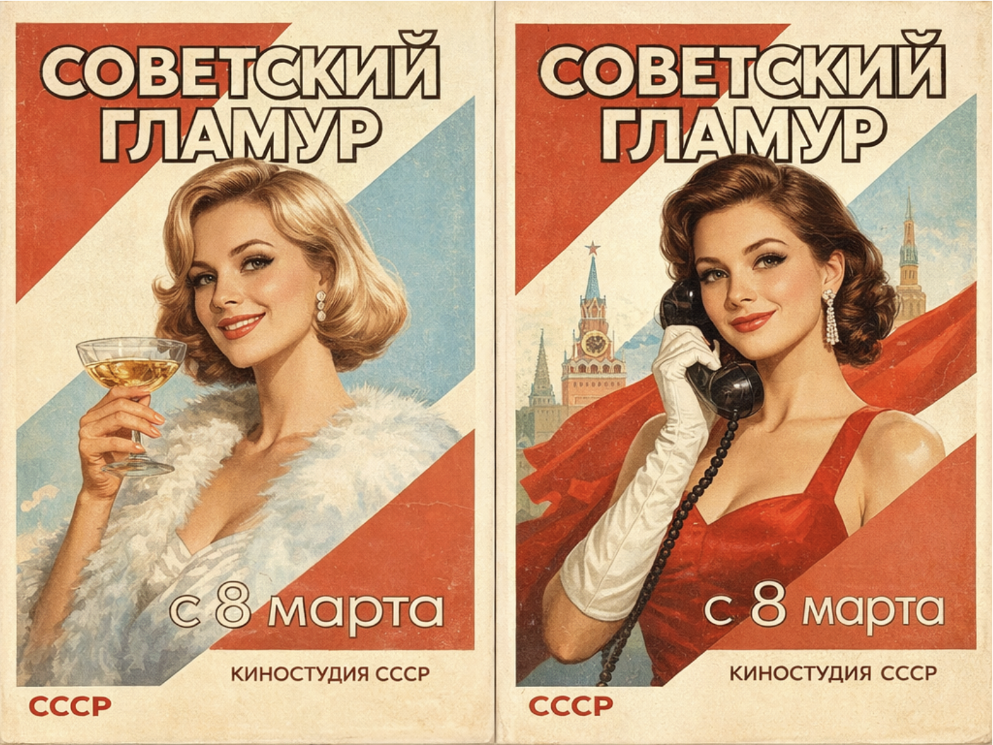 Открытка на 8 марта через ИИ — как сделать картинку в советском стиле со своим фото, промты для нейросети - 7 Открытка на 8 марта через ИИ — как сделать картинку в советском стиле со своим фото, промты для нейросети - 7