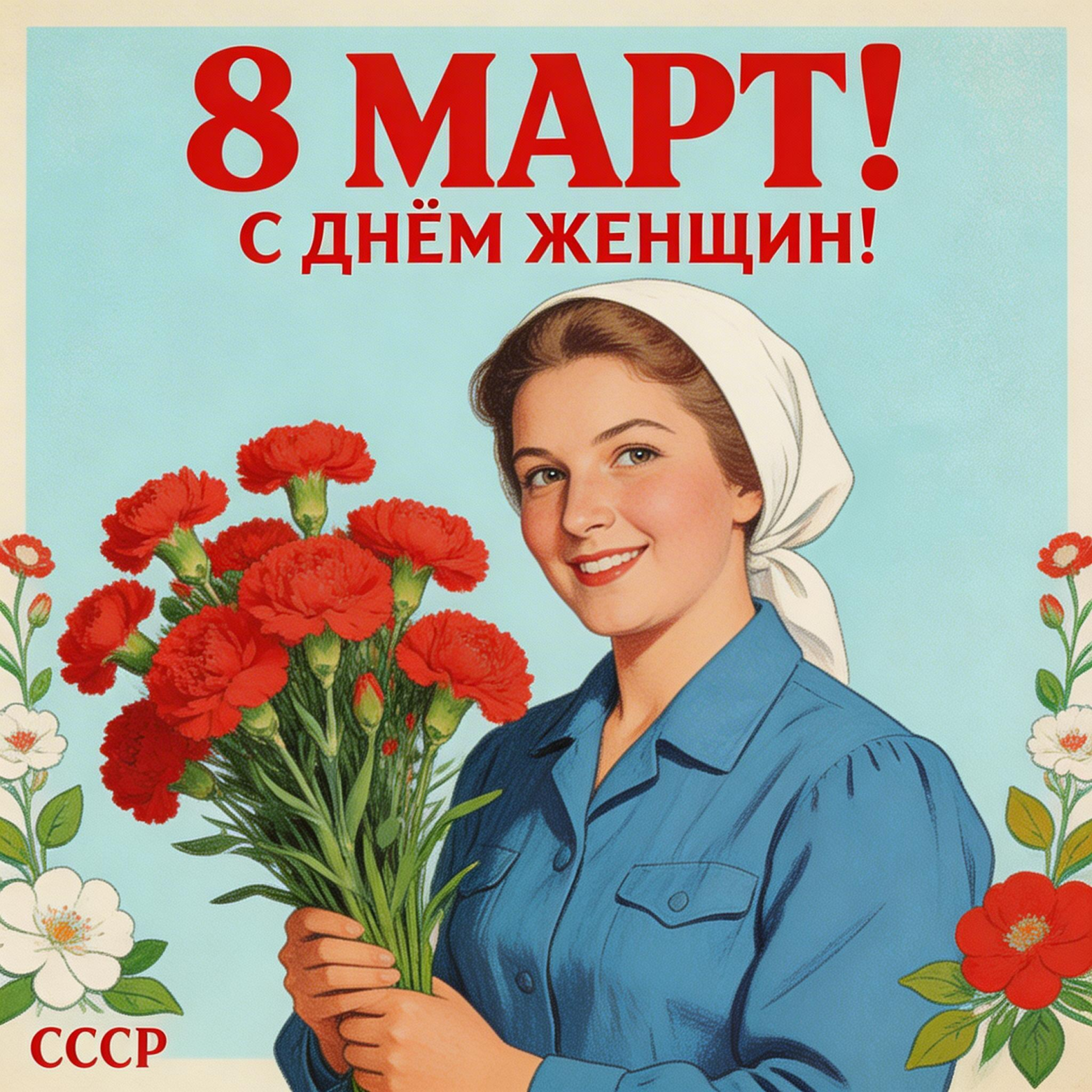 Открытка на 8 марта через ИИ — как сделать картинку в советском стиле со своим фото, промты для нейросети - 8 Открытка на 8 марта через ИИ — как сделать картинку в советском стиле со своим фото, промты для нейросети - 8