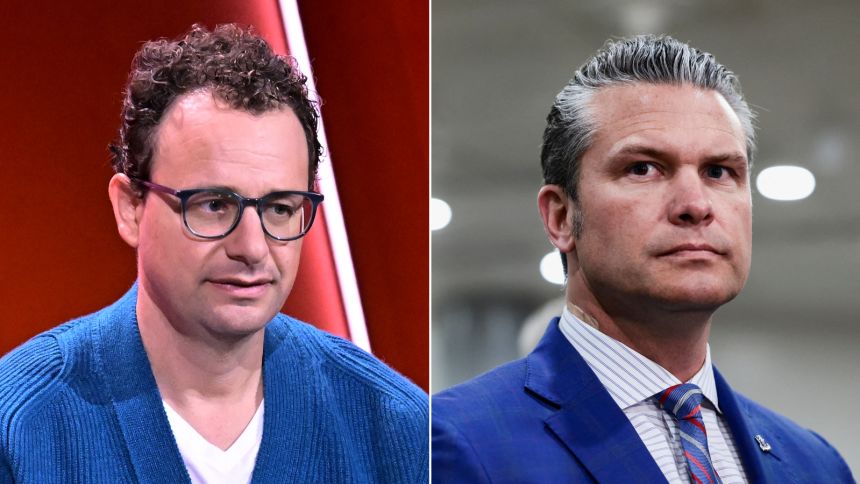 Дарио Амодей (слева) и министр обороны Пит Хегсет (справа)