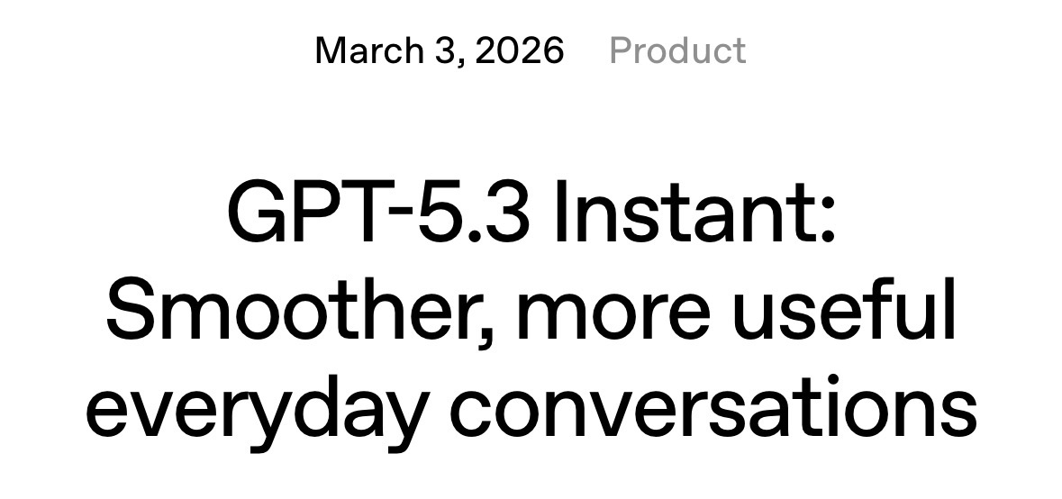 ChatGPT-5.3 вышел — первой завезли модельку GPT-5.3 Instant - 1