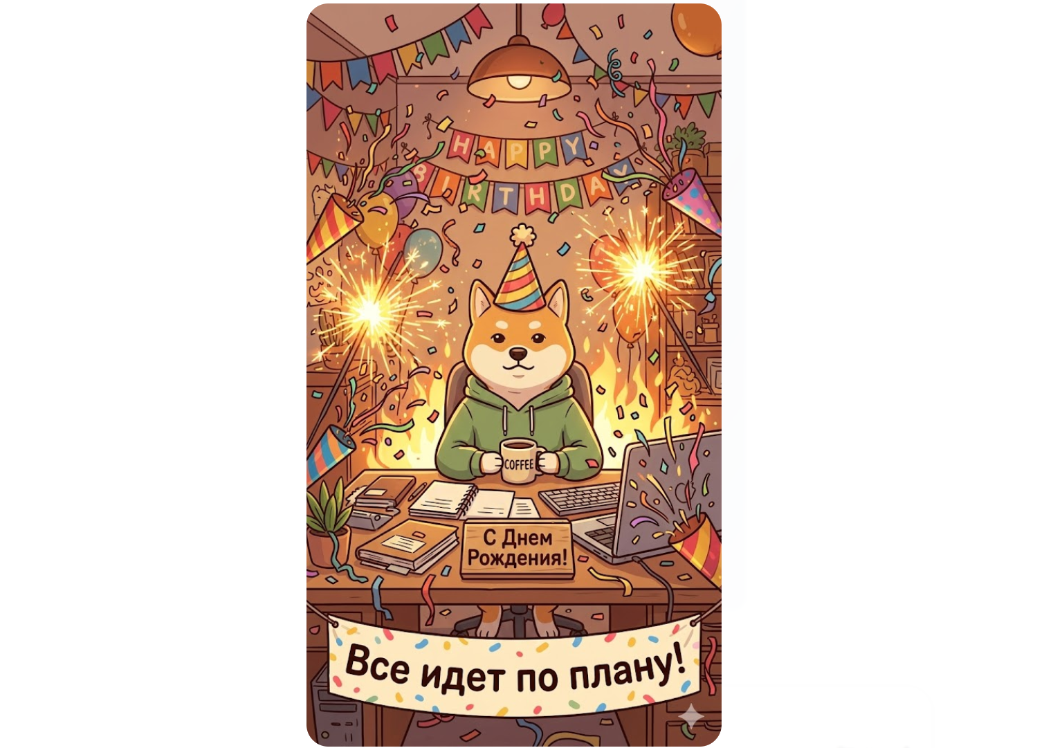 Как сделать идеальную ИИ открытку: Промпты и гайд для генерации поздравлений с текстом в нейросети - 11