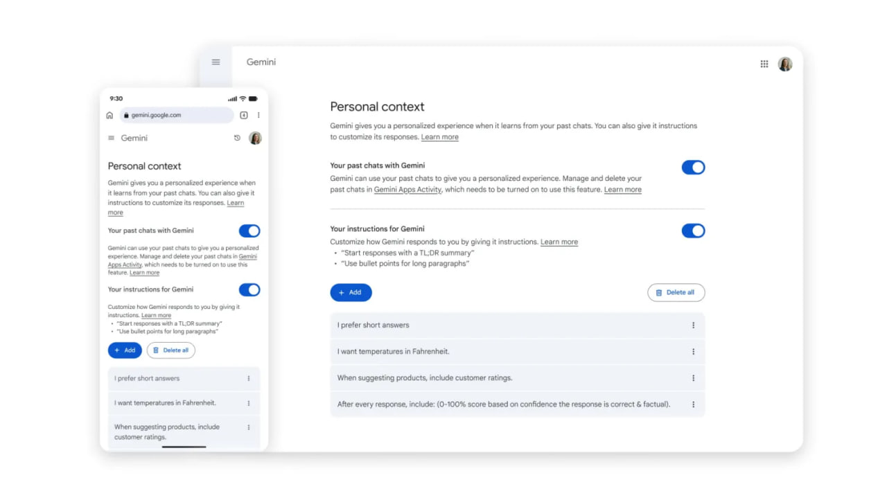 Google открыла для бесплатных пользователей Gemini функцию запоминания прошлых разговоров - 1 Google открыла для бесплатных пользователей Gemini функцию запоминания прошлых разговоров - 1
