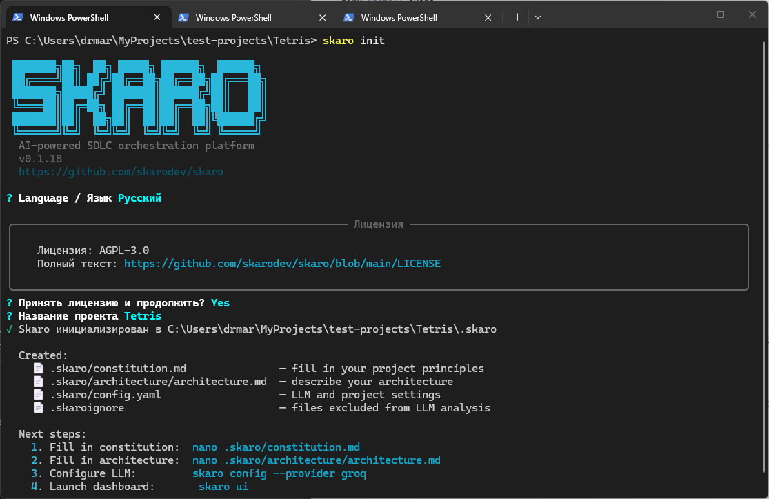 Инициализация проекта в CLI