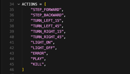 Это все что умеет робот. Из этого набора действий, нейросеть будет выбирать, что сделать сейчас.
