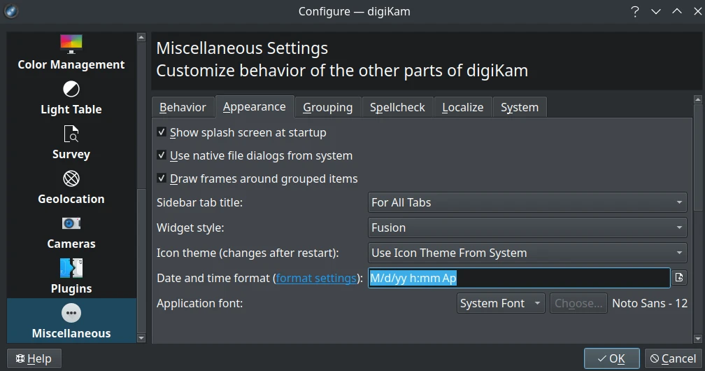digiKam 9.0.0 New Misc Settings to Customize the Date-time Format Used Everywhere
