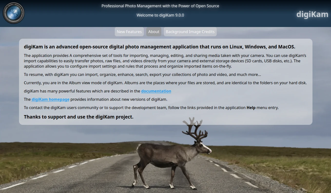 digiKam 9.0.0 New Welcome Page View