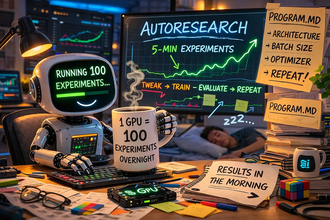 Карпаты оставил GPU работать на ночь. Утром в git-истории было 100 экспериментов, которые провёл не он - 1