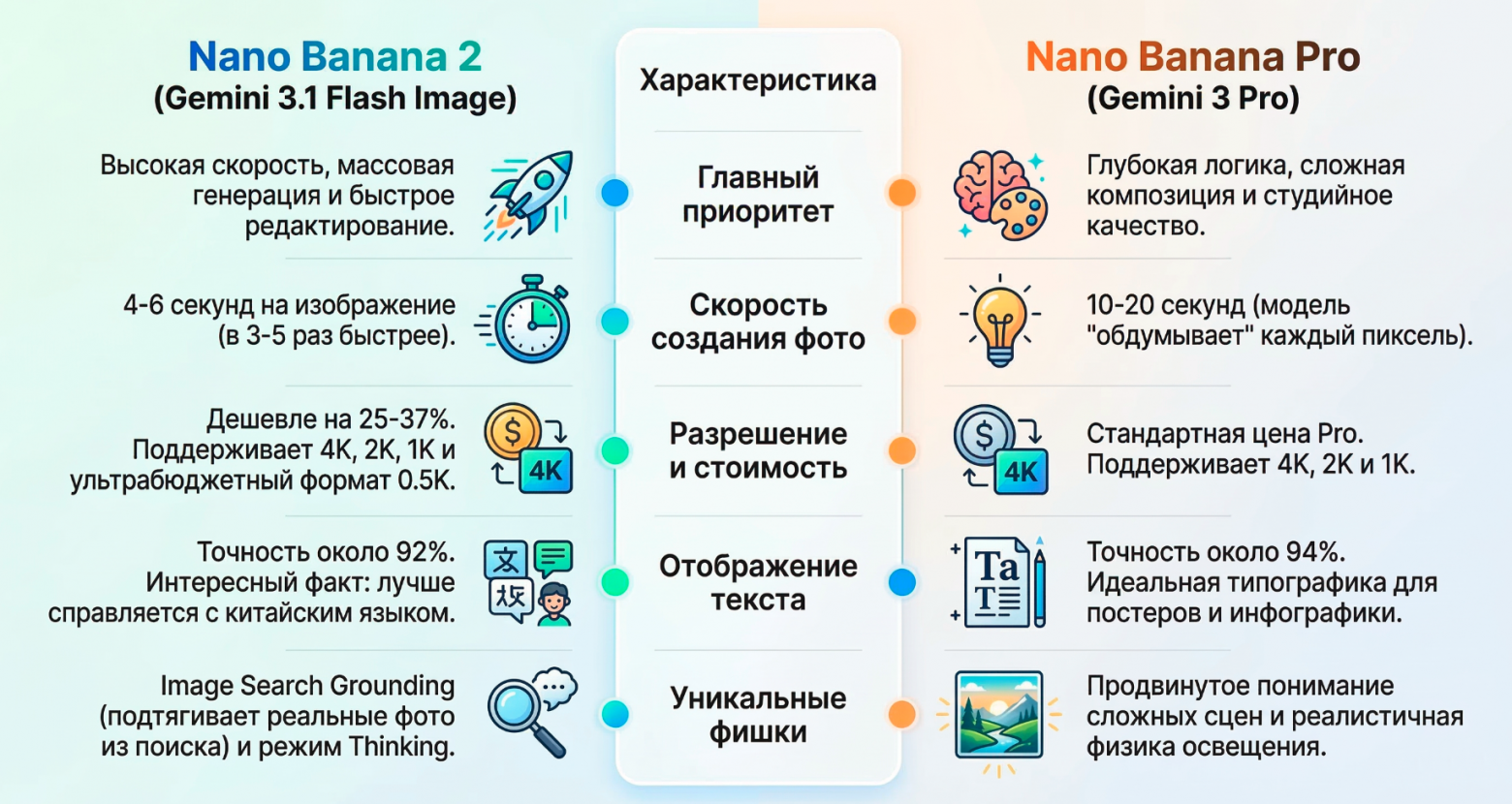 Отличия Nano Banana 2 и Nano Banana Pro