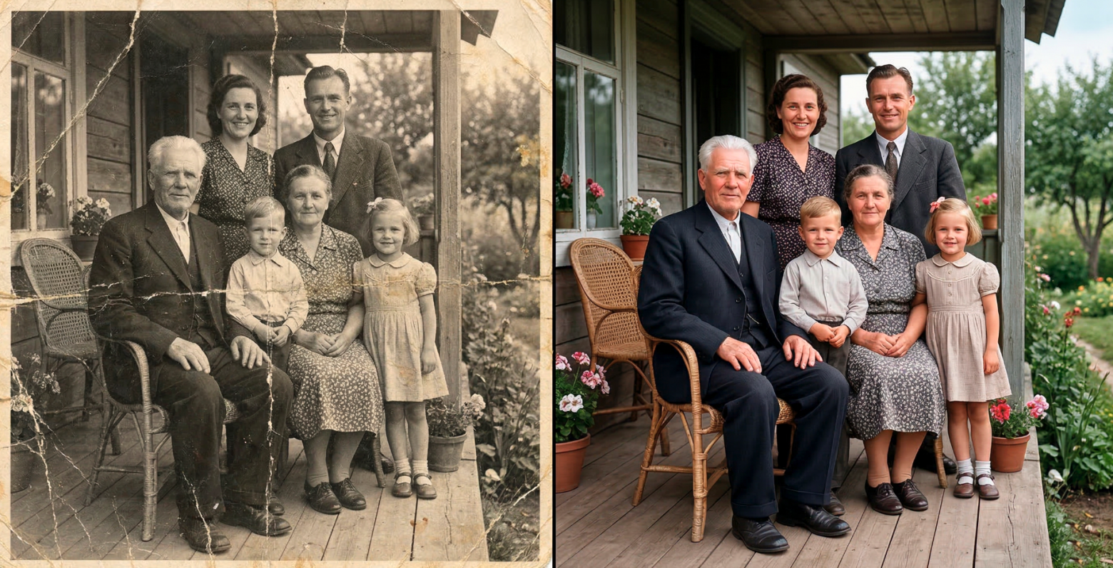 Пример реставрации фото в Nano Banana 2