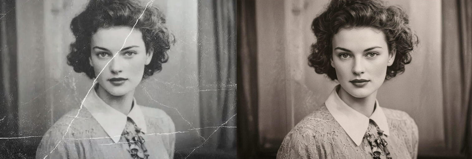 Восстановление фото девушки в Nano Banana 2