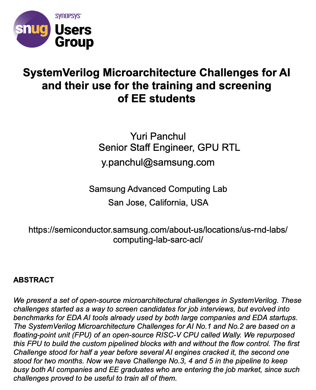 Выступил отрицателем AI на конференции SNUG Silicon Valley - 8 Выступил отрицателем AI на конференции SNUG Silicon Valley - 8