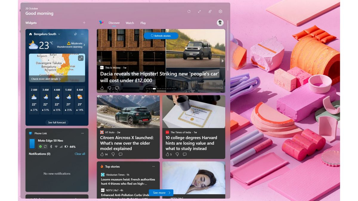 Реальные виджеты Windows 11