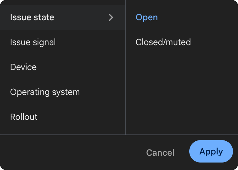 Фильтр Issue state.