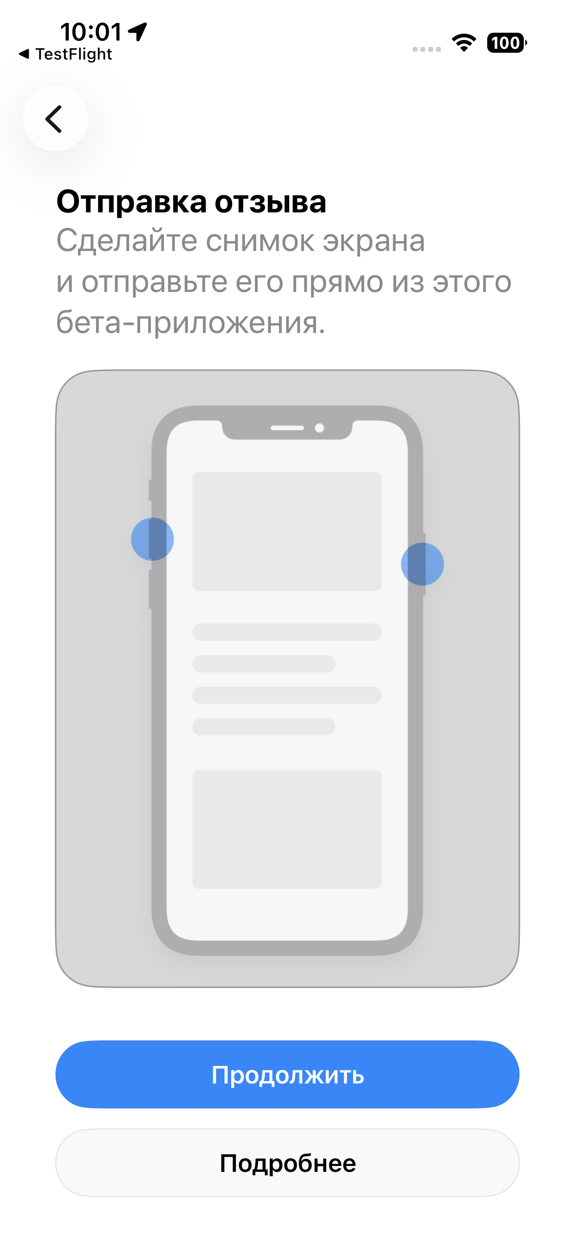 Стартовый экран на сборках из TestFlight