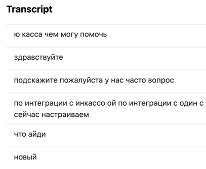 Пример тестового отрывка, переведённого в текст с помощью T-one