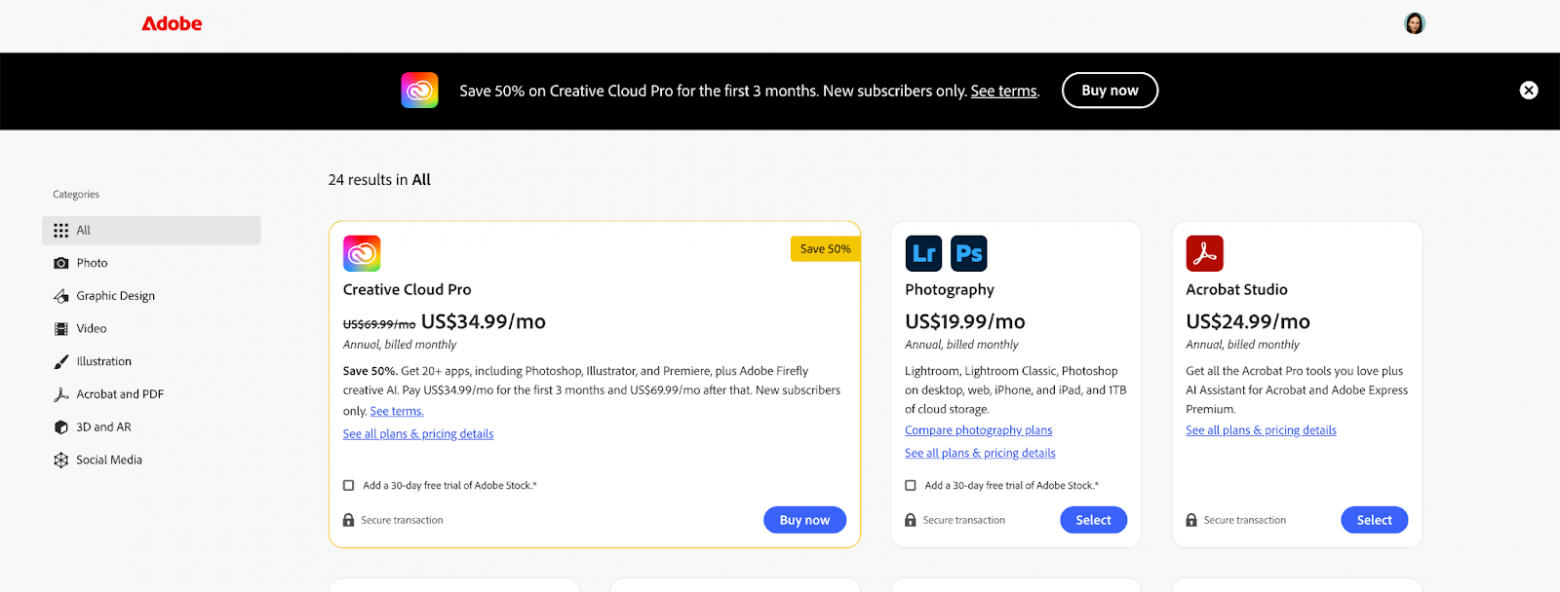 Тарифы показаны через “регулярную цену” и “временное предложение/скидку” формируя якорь на более высокой стоимости. Якорение подталкивает к покупке “пока выгодно”, даже когда сравнение альтернатив не сделано. Импульсные подписки и быстрые отмены → churn. 