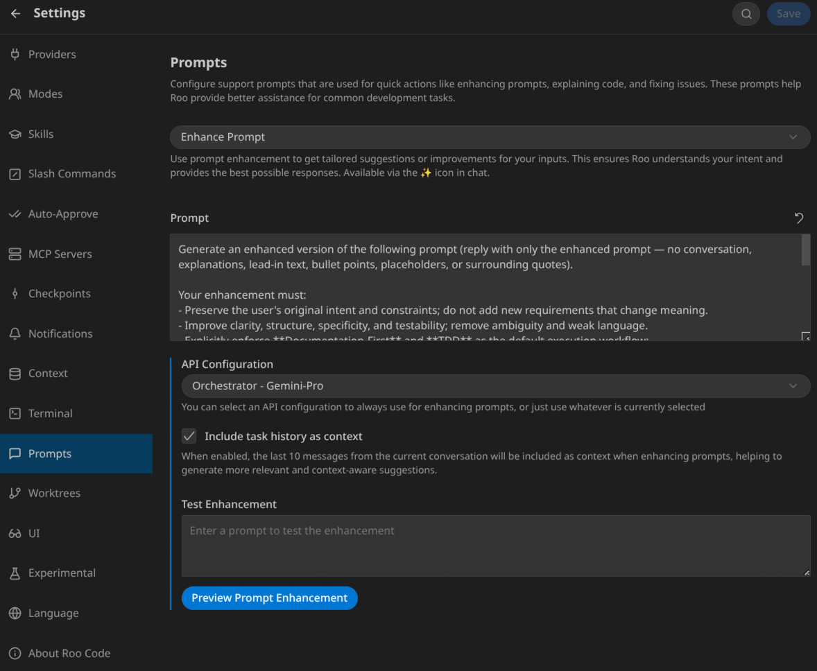 Настройка встроенных промптов