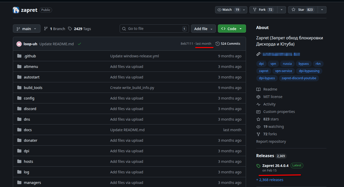 Основная страница GitHub