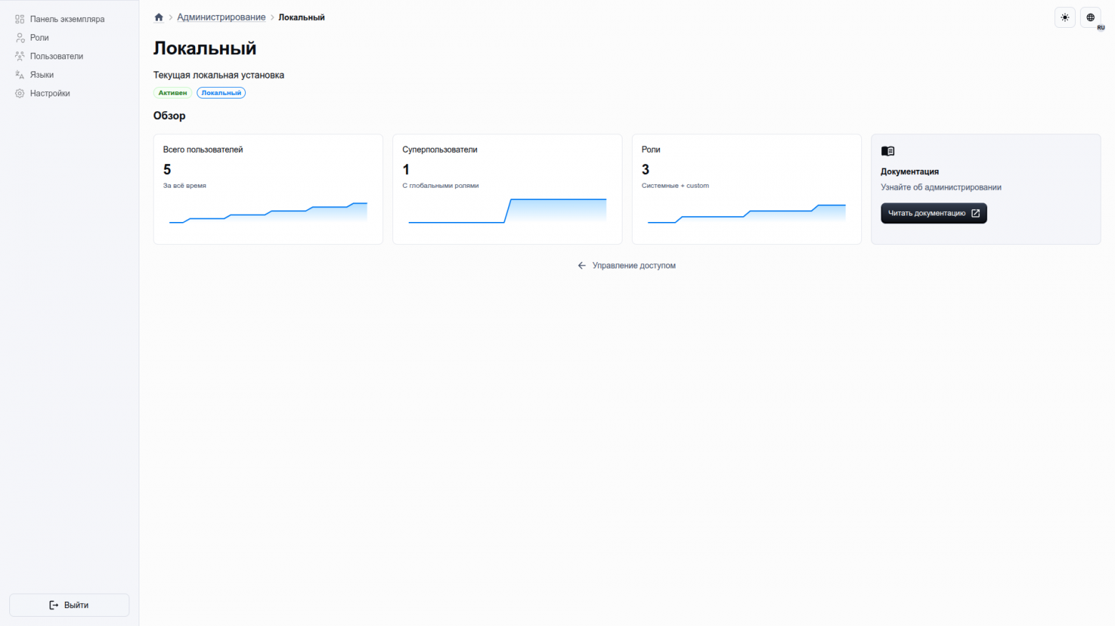 Панель экземпляра