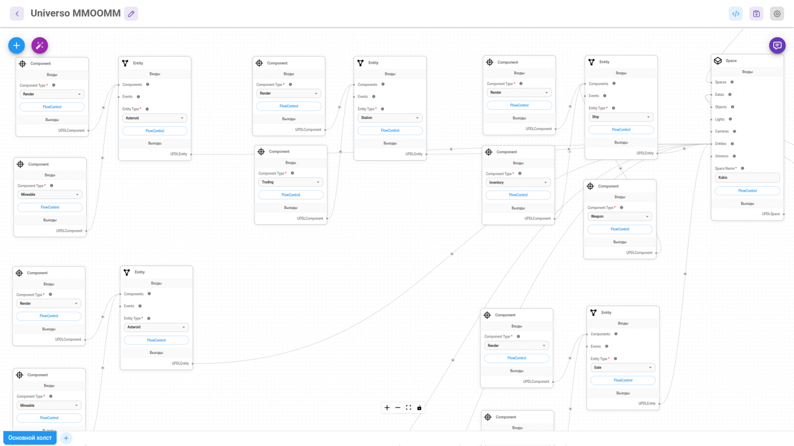 Universo MMOOMM выполненный на UPDL-узлах