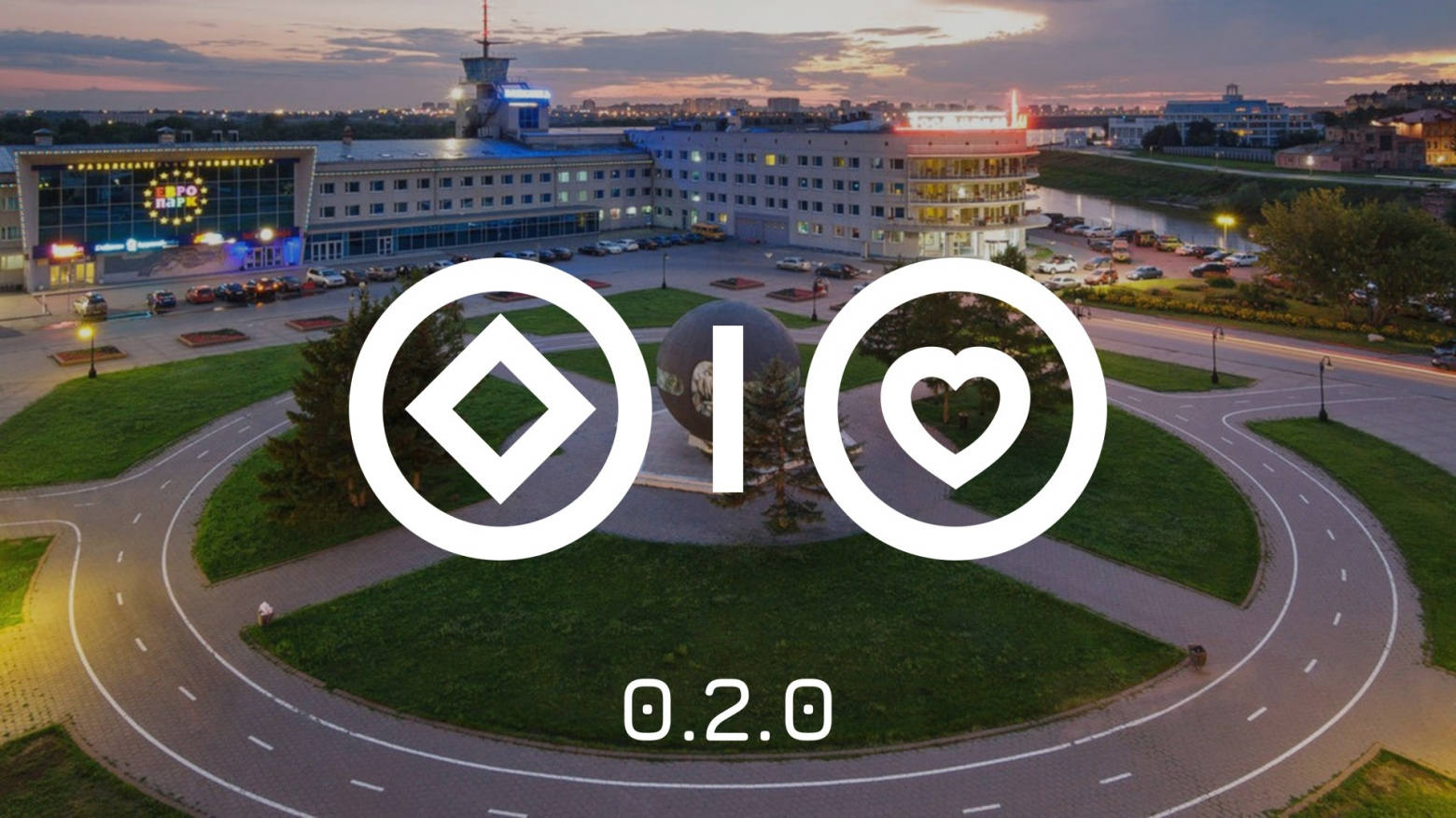 На заднем плане Омск, на переднем иконки Омской лицензии