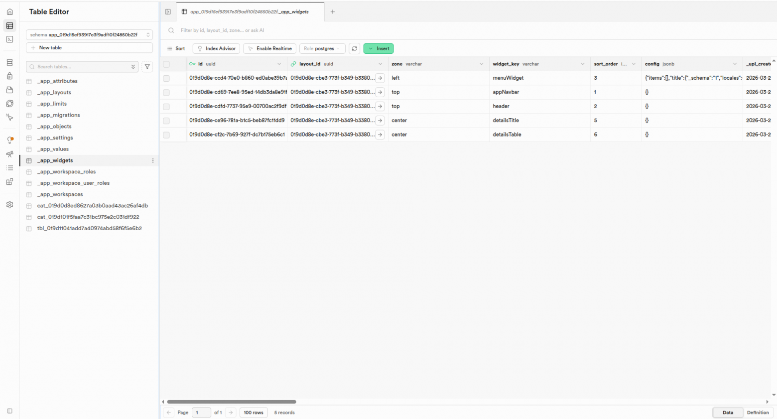 Такая структура таблиц сейчас у схемы приложения