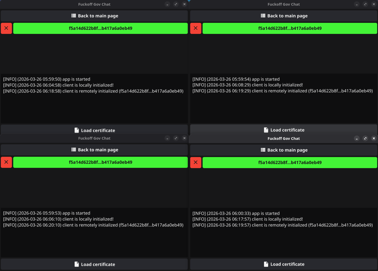 Страница со списком соединений к серверам и логами