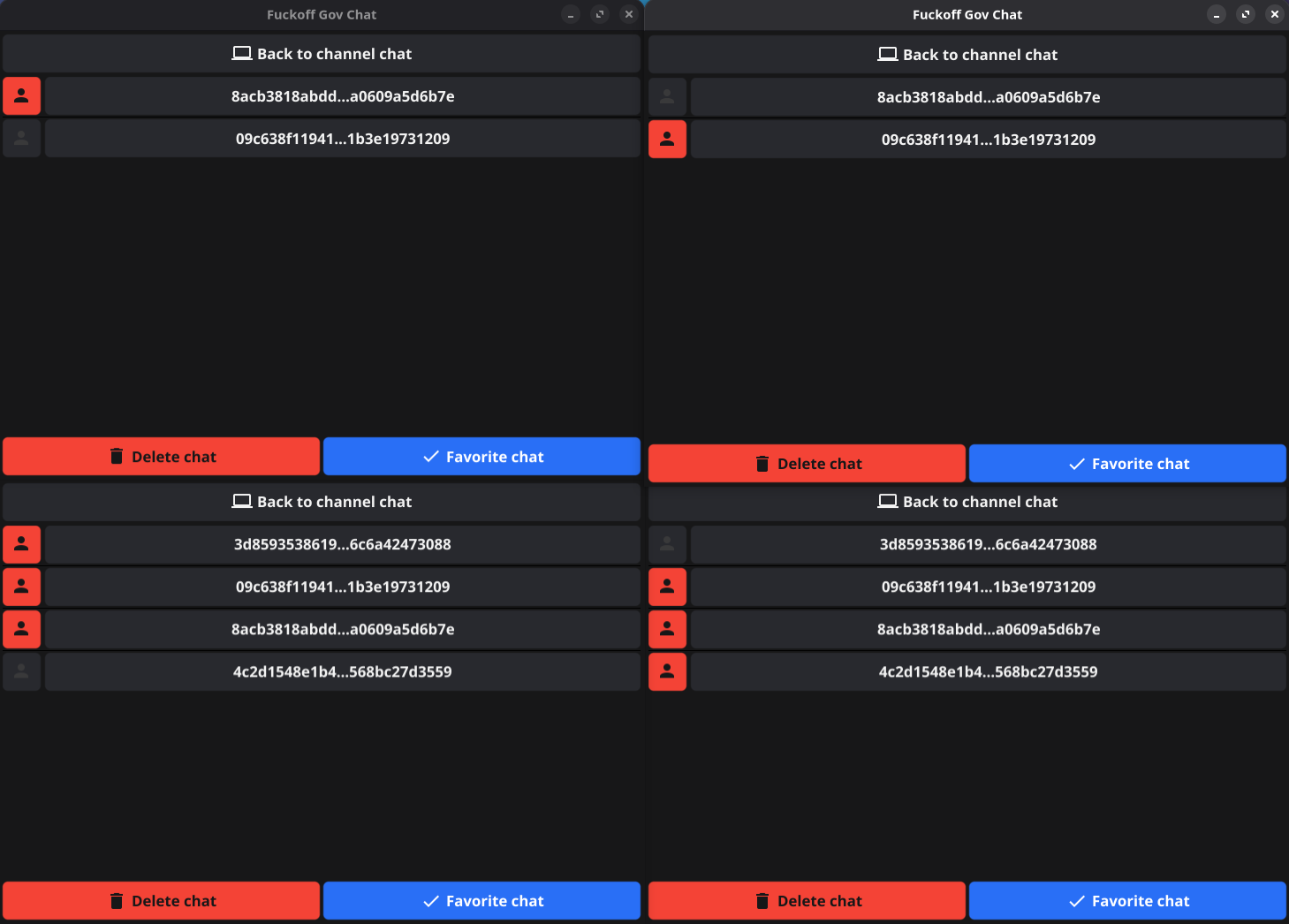 Редактирование канала. Здесь можно удалить канал, в таком случае канал попадает в чёрный список и более никогда не будет использован вновь. Здесь можно добавить канал в избранные и в списке каналов он будет занимать верхние позиции с отличительным цветом. И здесь можно заблокировать того или иного пользователя, в таком случае вы перестанете получать от него новые каналы.