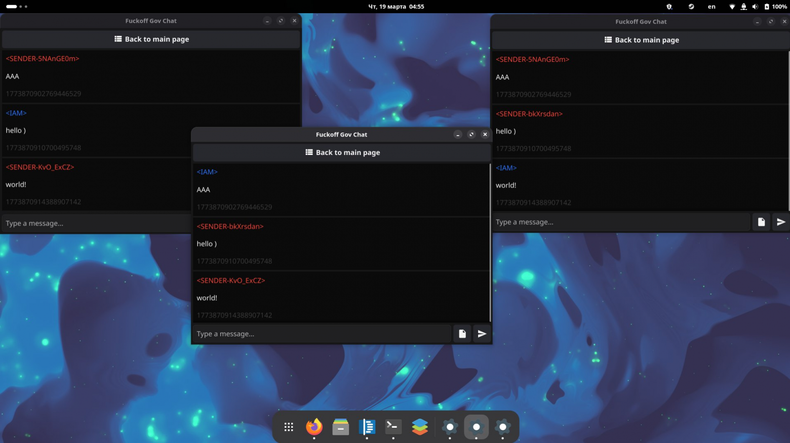 Новый слабо централизованный мессенджер с E2E-шифрованием и групповыми чатами, написанный на Go при помощи Fyne - 3 Новый слабо централизованный мессенджер с E2E-шифрованием и групповыми чатами, написанный на Go при помощи Fyne - 3