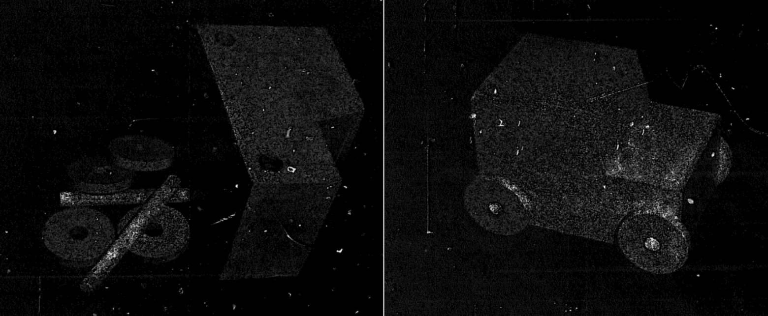 Изображение отдельных деталей и уже собранной машинки с камеры робота
