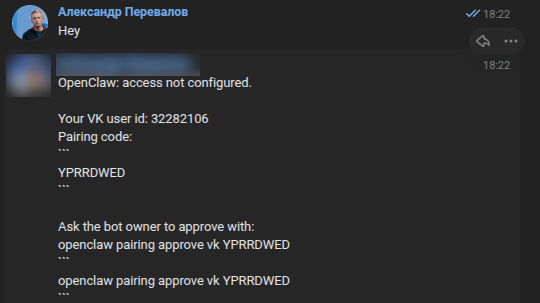 Пример начала переписки с ассистентов (скриншот автора)