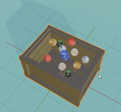 Белые шарики имеют высокий коэффициент отскока, красный низкий, остальные не имеют