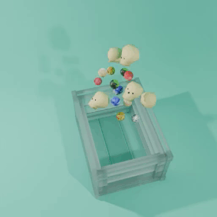 Набор из Solid body. Чтобы все работало корректно, твердым телом должен быть и ящик