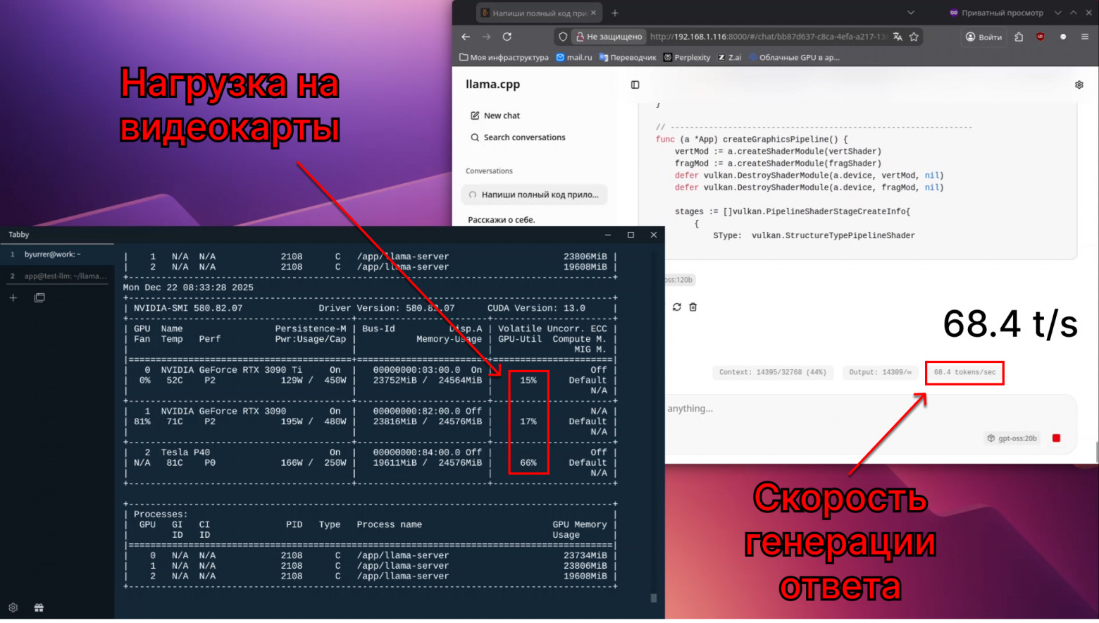Локальный ИИ: майнинг плата + 3 RTX 3090 - 15