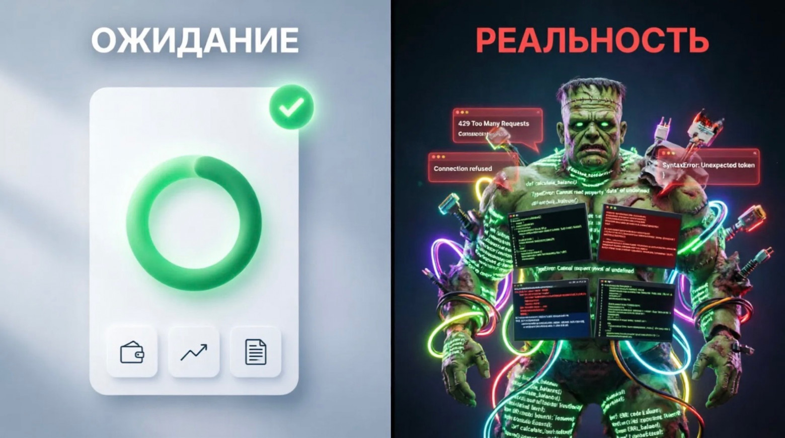 Хотелось современного UX, получился киберпанк-кошмар