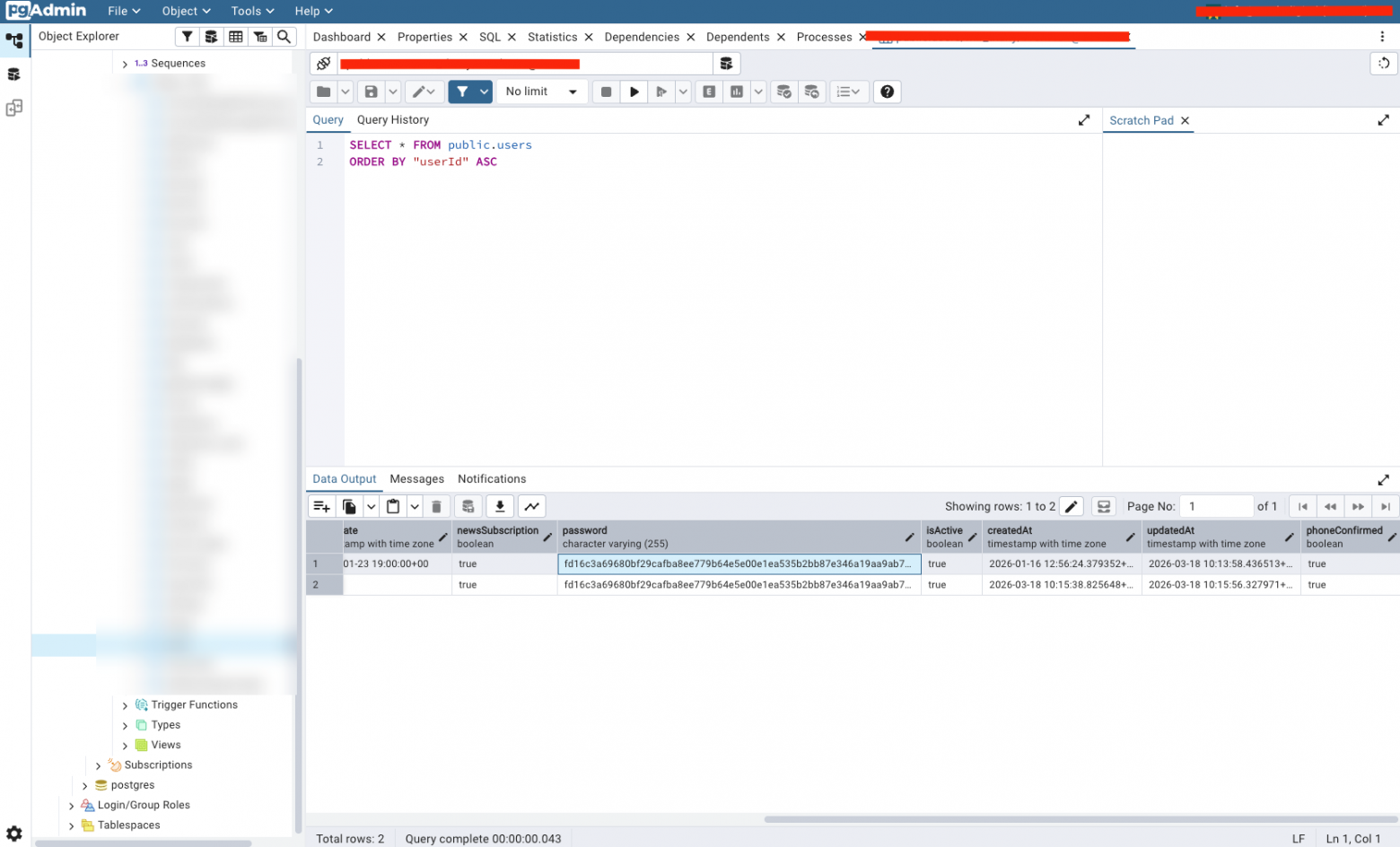 Пример шифрования таблицы с пользователями. Причём не только колонка password может быть зашифрована, но и все колонки.