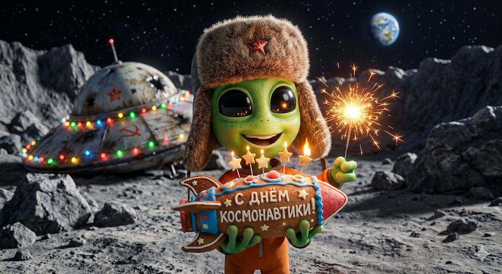 Нейросеть для открыток ко Дню космонавтики: создаем ИИ поздравления на 12 апреля - 9