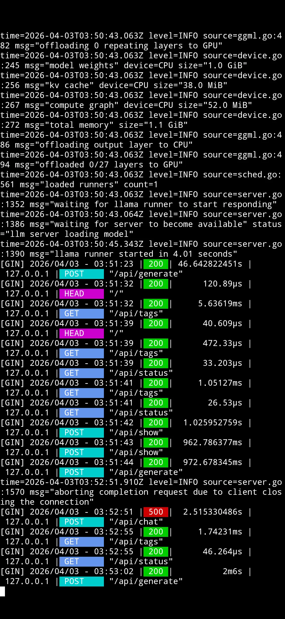 Результат работы в фоне