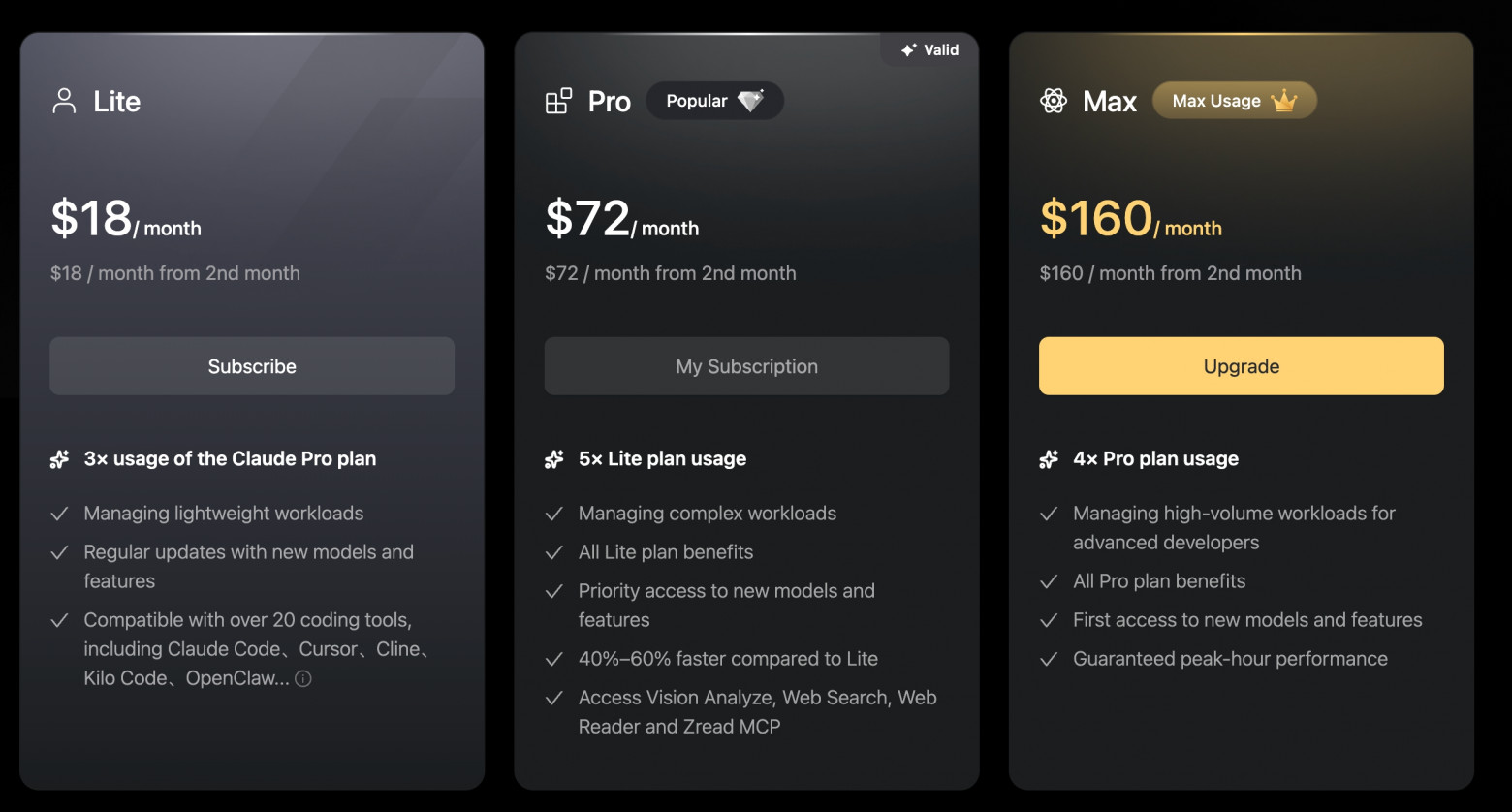 новая страница с тарифами z.ai на coding plan
