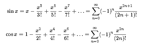 Разложение тригонометрических функций в ряд Тейлора (рисунок из Вики) 